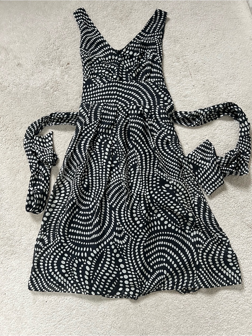 Brooks Brothers Black & White Polka Wave Dress with Sash